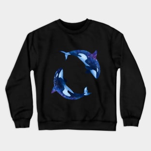 Hydro Flask stickers - ocean blue orca / killer whales galaxy space | Sticker pack set Crewneck Sweatshirt